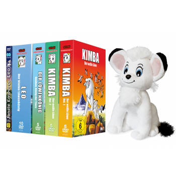 Kimba, der weiße Löwe Komplett-Set MEGA-Bundle (inkl. Kimba,der weiße Löwe; BouBou, König der Tiere; Leo, der Löwenkönig; Jungle Emperor Leo & Stofftier!)